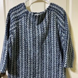 KOREAN MADE BLUE 3/4 SLEEVES SCOOP NECK KNIT SWEATER SIZE M